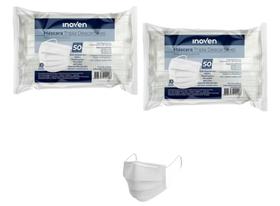 Máscara Descartável Tripla Com Elástico Pacote 100 Unidades