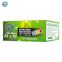 Máscara Descartável Tripla Infantil c/50 unidades M&M Kids