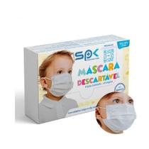 Máscara Descartável Tripla Infantil com Clipe Nasal 25un Branca SPK
