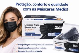 Máscara Descartável Tripla Medix Rosa ou Preta Com Ajuste Nasal 50 Unidades Máscara Descartável Tripla Medix Rosa ou Preta Com Ajuste Nasal 50 Unidades