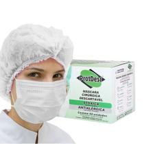 Máscara Descartável Tripla Proteção Bacteriana c/ Elástico Branca 50un Protdesc com Anvisa