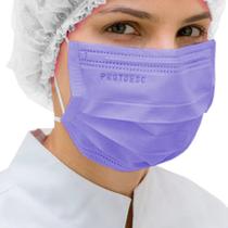 Máscara Descartável Tripla Proteção Bacteriana c/ Elástico Lilás 50un Protdesc com Anvisa