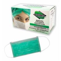 Máscara Descartável Tripla Proteção Bacteriana c/ Elástico Verde 50un Protdesc com Anvisa