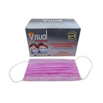 Máscara Descartável Tripla Rosa Infantil Visual com 25 unidades Máscara Descartável Tripla Rosa Infantil Visual com 25 unidades