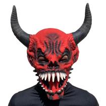 Máscara Diabo c/ Chifres Halloween Carnaval Fantasia Teatro Terror Assustador Dia das Bruxas Zumbi Cosplay Horror Monstr