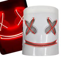 Máscara Dj Mascarado Led Neon Balada Rave Halloween Cosplay Laranja XM21157 Máscara Dj Mascarado Led Neon Balada Rave Halloween Cosplay Laranja XM21157