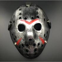 Máscara Do Jason Sexta Feira 13 Luxo Metalizada Prata Halloween Cosplay Festas