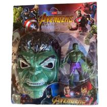 Máscara E Boneco Hulk 23 Cm Super Hero Avengers