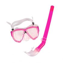 Máscara E Snorkel De Mergulho Premium Adulto Silicone Rosa