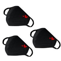 Máscara facial: 3 peças de algodão lavável e reutilizável com estampa cardíaca Máscara facial: 3 peças de algodão lavável e reutilizável com estampa cardíaca