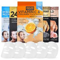Máscara facial antienvelhecimento Azure Cosmetics 24K Gold, caviar, vitamina C, ácido hialurônico, retinol e colágeno Pacote de 20 variedades definitivas Testado dermatologicamente Hidratante e reafirmante Cuidados com a pele coreanos