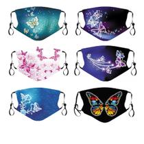 Máscara facial, borboleta, decorada com strass, conjunto reutilizável, 6 unidades Máscara facial, borboleta, decorada com strass, conjunto reutilizável, 6 unidades