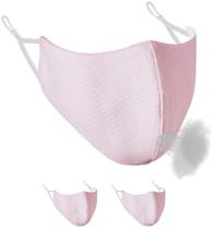 Máscara facial Borgasets, reutilizável, ajustável, respirável, rosa, pacote com 2 unidades