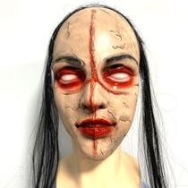Máscara facial completa Cosplay Ghost Face Headgear com látex de cabelo Máscara facial completa Cosplay Ghost Face Headgear com látex de cabelo