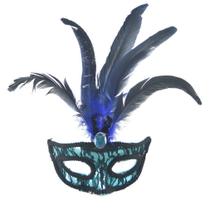 Máscara facial de penas roxas para festa de Halloween Ven