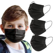 Máscara facial descartável akgk para crianças 100 unidades pretas