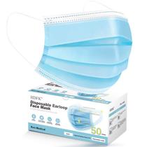 Máscara facial descartável HDFK 3 camadas não tecido azul - pacote com 50 unidades Máscara facial descartável HDFK 3 camadas não tecido azul - pacote com 50 unidades