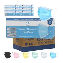 Máscara facial descartável Litepak Premium 3 camadas 500 unidades azul Máscara facial descartável Litepak Premium 3 camadas 500 unidades azul