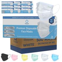 Máscara facial descartável Litepak Premium 3 camadas 500 unidades branca