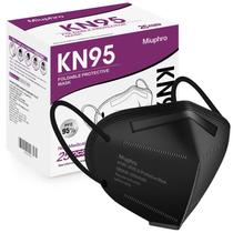 Máscara facial descartável Miuphro KN95, pacote com 25 unidades, preta