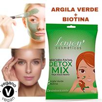 Máscara Facial Detox Argila Verde Biotina e Vitamina Vegana Desintoxicante 15g - Lemon COsmetics
