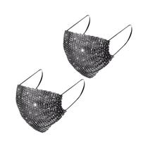Máscara Facial Feminina Com Strass Brilhante Acessório Respirável Para Festas E Festivais