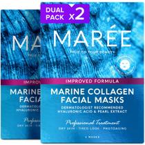 Máscara facial MAREE de colágeno com ácido hialurônico, pacote com 2 unidades, 12 quilates