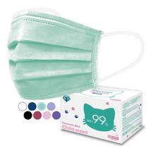 Máscara facial Medtecs Kids descartável, 50 unidades, 3 camadas, verde para crianças