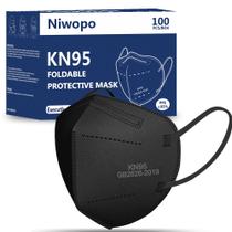 Máscara facial NIWOPO KN95, pacote com 100 unidades, embalada individualmente em preto