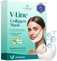 Máscara facial PLANTIFIQUE V-Line de colágeno com alça de queixo, 20 unidades