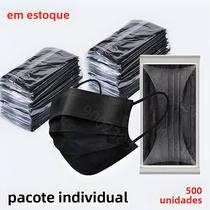 Máscara Facial Preta Descartável Para Adultos, Filtro De 3 Camadas, Anti-poeira, Embalagem