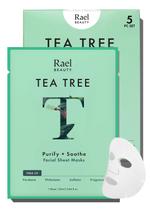 Máscara facial Rael Tea Tree com extratos de frutas para todos os tipos de pele, 5 folhas Máscara facial Rael Tea Tree com extratos de frutas para todos os tipos de pele, 5 folhas