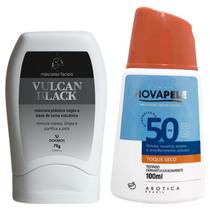 Máscara Facial Vulcan Black Peel Off + Protetor Solar Nova Pele 50 FPS