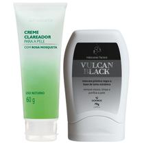 Máscara Facial Vulcan Black Remove Cravos + Creme Clareador Rosa Mosqueta