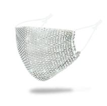 Máscara facial Wokex Sparkly Rhinestone Mesh Masquerade Silver