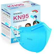 Máscara facial WWDOLL Kids KN95, pacote com 25, 5 camadas, azul respirável