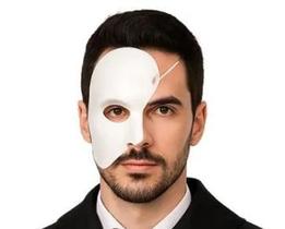 Máscara Fantasma da Ópera Branca Plástica Meia Face