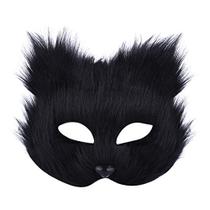 Máscara Faux Furry Fox GREUS Halloween Costume, chapéu preto