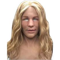 Máscara feminina com cabelo comprido, chapelaria de látex, fantasia de cosplay