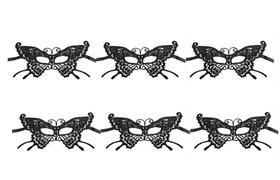 Máscara Feminina Em Renda Small Butterfly Preta Kit C/ 6 Pçs