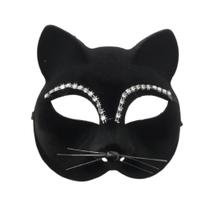 Máscara Gatinha Preta com Detalhes Brilhantes Máscara Gatinha Preta com Detalhes Brilhantes