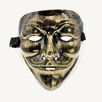 Máscara Ghost Dance Halloween V Retro Vendetta Dourada PVC 17x20cm