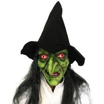Máscara Goosacyon Old Woman Witch com cabelo e chapéu para o Halloween Máscara Goosacyon Old Woman Witch com cabelo e chapéu para o Halloween