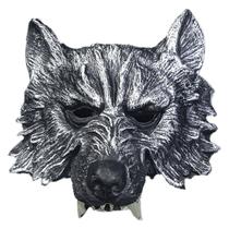 Máscara Halloween Lobo Meio Rosto Luxo - Extra Festas