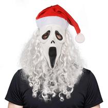 Máscara Halloween Scream Ghost com chapéu de Papai Noel e resina facial Máscara Halloween Scream Ghost com chapéu de Papai Noel e resina facial