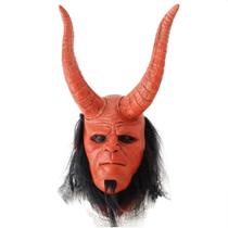 Máscara Hellboy Demon Horn Latex Adulta Halloween Cosplay Vermelha Máscara Hellboy Demon Horn Latex Adulta Halloween Cosplay Vermelha