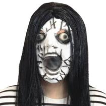 Máscara Horror Demon para pele rachada com resina de cabelo preto comprido 180g Máscara Horror Demon para pele rachada com resina de cabelo preto comprido 180g