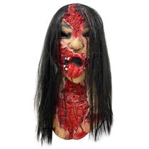 Máscara Horror Latex Ghost com cabelo preto Cosplay de Halloween