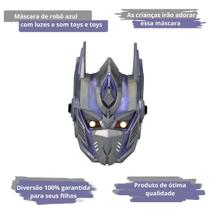Máscara Infantil de Robô Optimus Prime Azul com Luzes e Sons Transformers Autobots