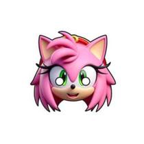 Máscara Infantil Realista Da Amy Rose Filme Sônic Máscara Infantil Realista Da Amy Rose Filme Sônic